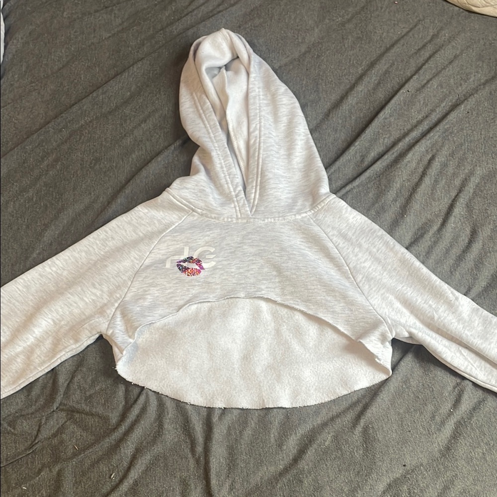 Gray Hooded Crop Top